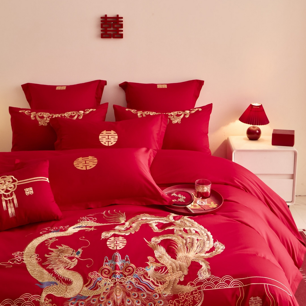 91家纺网 家纺一手货源 找家纺 东方合美（原：皇家传奇） 2025新款婚庆小红书化纤系列二 龙腾凤跃