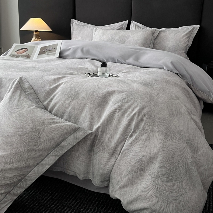 91家纺网 家纺一手货源 找家纺 海洋家纺 2025新款100%全棉磨毛数码印花四件套加厚全棉四件套-提供买家秀 羽弦 灰