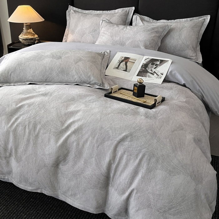 91家纺网 家纺一手货源 找家纺 海洋家纺 2025新款100%全棉磨毛数码印花四件套加厚全棉四件套-提供买家秀 羽弦 灰