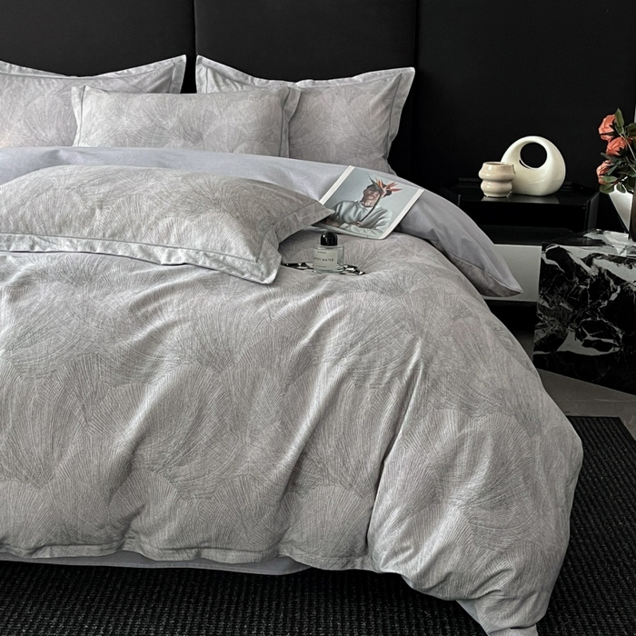 91家纺网 家纺一手货源 找家纺 海洋家纺 2025新款100%全棉磨毛数码印花四件套加厚全棉四件套-提供买家秀 羽弦 灰