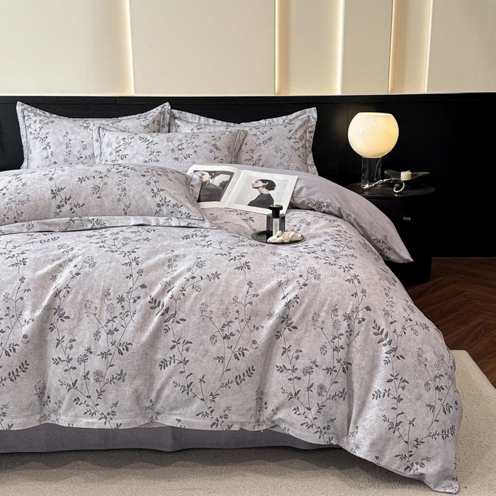 91家纺网 家纺一手货源 找家纺 海洋家纺 2025新款100%全棉磨毛数码印花四件套加厚全棉四件套-提供买家秀 织梦 灰