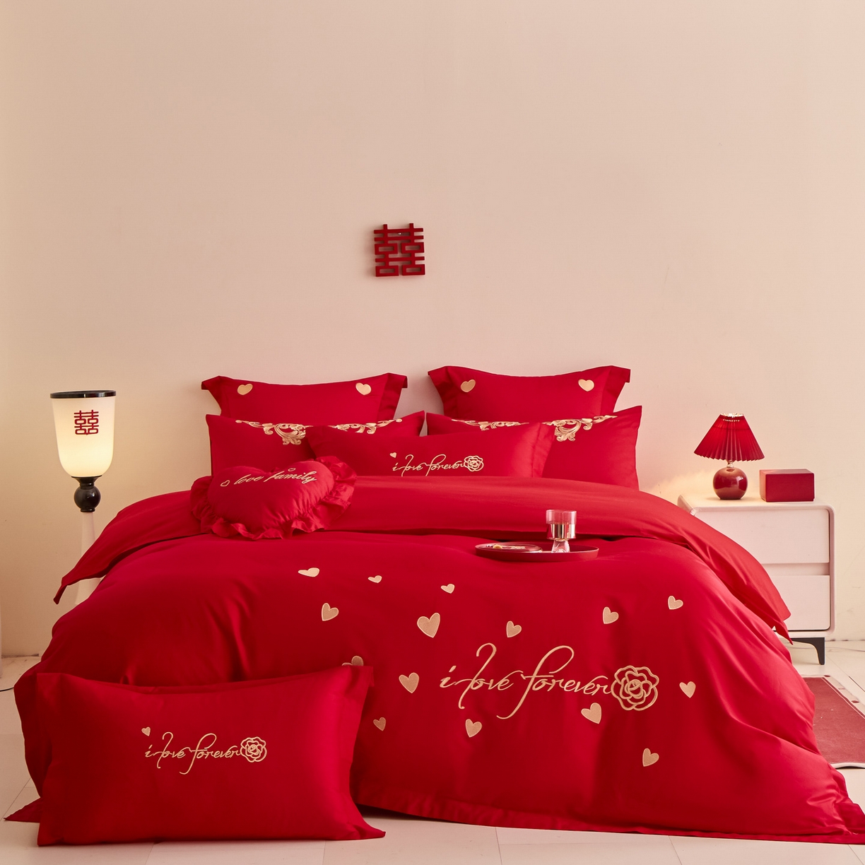 91家纺网 家纺一手货源 找家纺 东方合美（原：皇家传奇） 2025新款婚庆小红书化纤系列二 喜爱