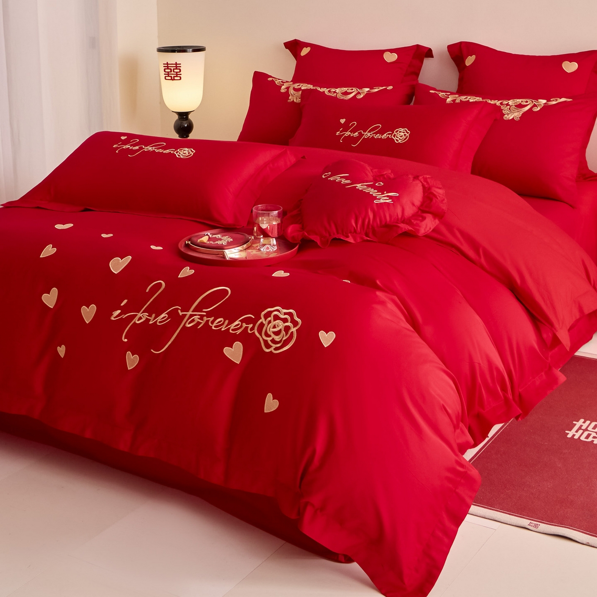 91家纺网 家纺一手货源 找家纺 东方合美（原：皇家传奇） 2025新款婚庆小红书化纤系列二 喜爱