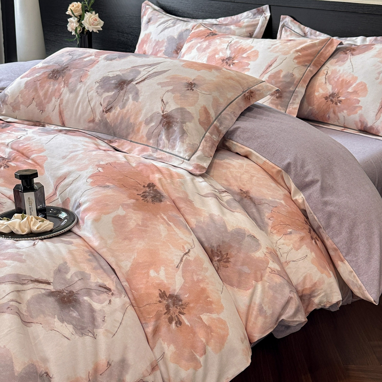 海洋家纺 2025新款100%全棉磨毛数码印花四件套加厚全棉四件套-提供买家秀 梦萦 红