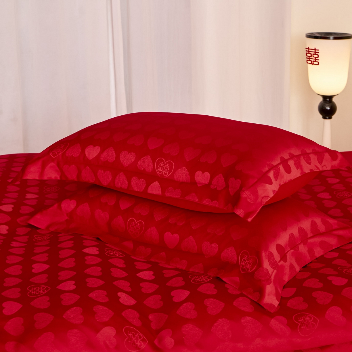 91家纺网 家纺一手货源 找家纺 东方合美（原：皇家传奇） 2025新款婚庆小红书化纤系列二 爱心-喜提花