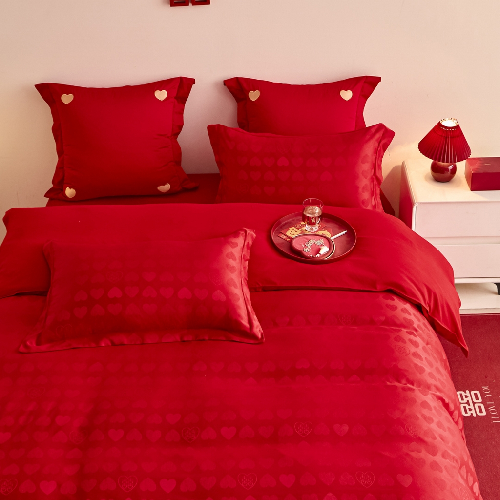 91家纺网 家纺一手货源 找家纺 东方合美（原：皇家传奇） 2025新款婚庆小红书化纤系列二 爱心-喜提花