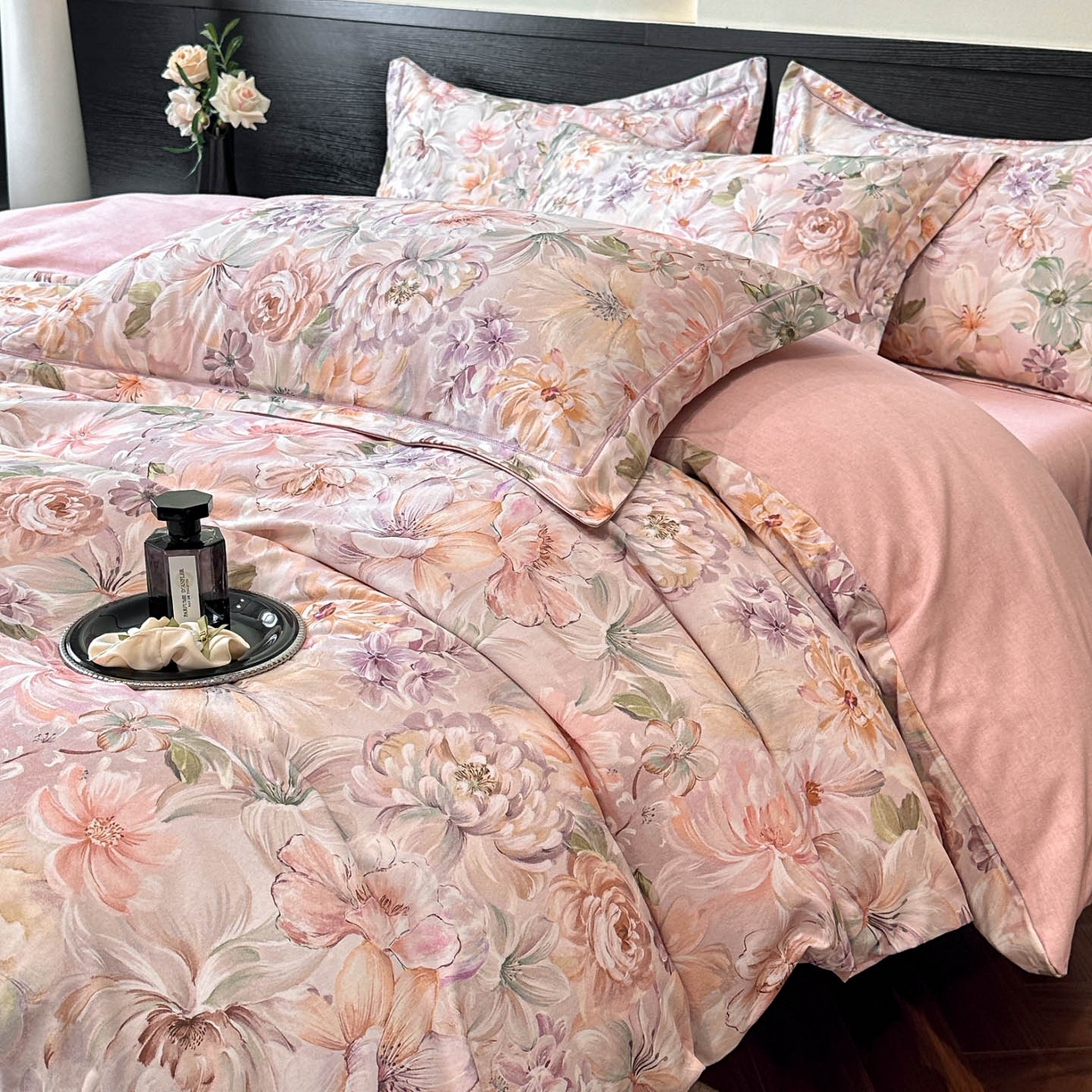 海洋家纺 2025新款100%全棉磨毛数码印花四件套加厚全棉四件套-提供买家秀 春晓 粉