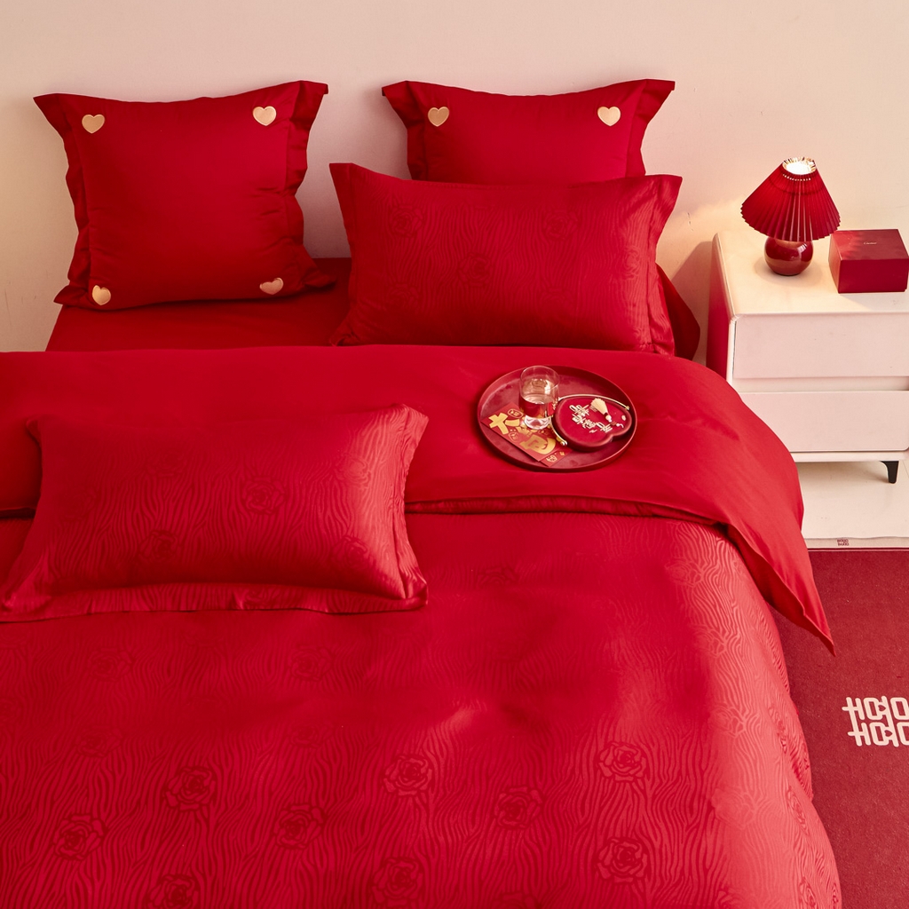 91家纺网 家纺一手货源 找家纺 东方合美（原：皇家传奇） 2025新款婚庆小红书化纤系列二 山茶花-提花