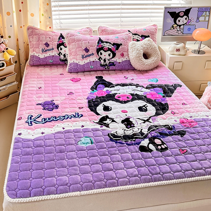 91家纺网 家纺一手货源 找家纺 徕米家居 2025新款牛奶绒加棉床盖品床盖单件单床盖 大版库洛米