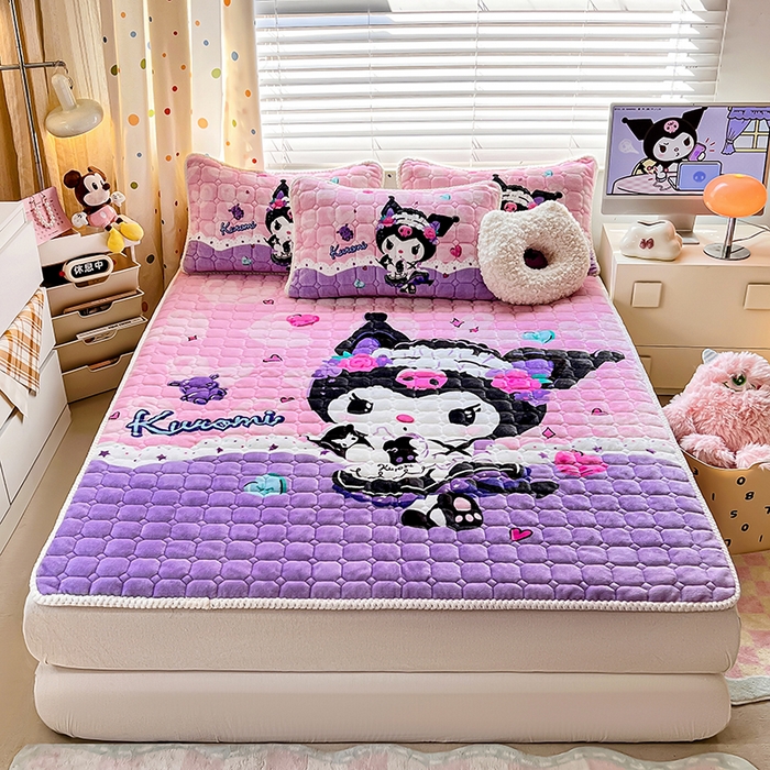 徕米家居 2025新款牛奶绒加棉床盖品床盖单件单床盖 大版库洛米