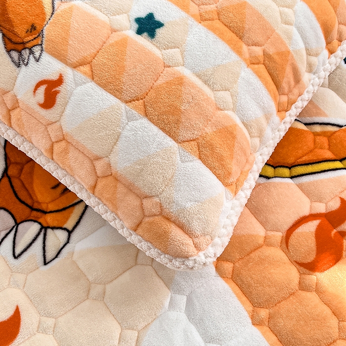 91家纺网 家纺一手货源 找家纺 徕米家居 2025新款牛奶绒加棉床盖品床盖单件单床盖 大版喷火龙