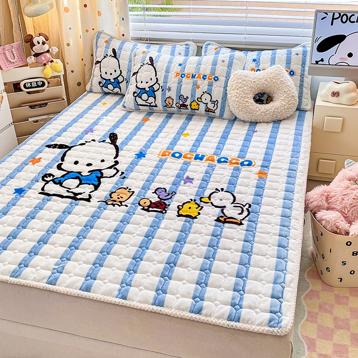 91家纺网 家纺一手货源 找家纺 徕米家居 2025新款牛奶绒加棉床盖品床盖单件单床盖 欢乐帕恰狗