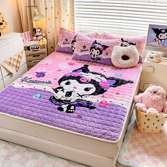 91家纺网 家纺一手货源 找家纺 徕米家居 2025新款牛奶绒加棉床盖品床盖单件单床盖 大版库洛米