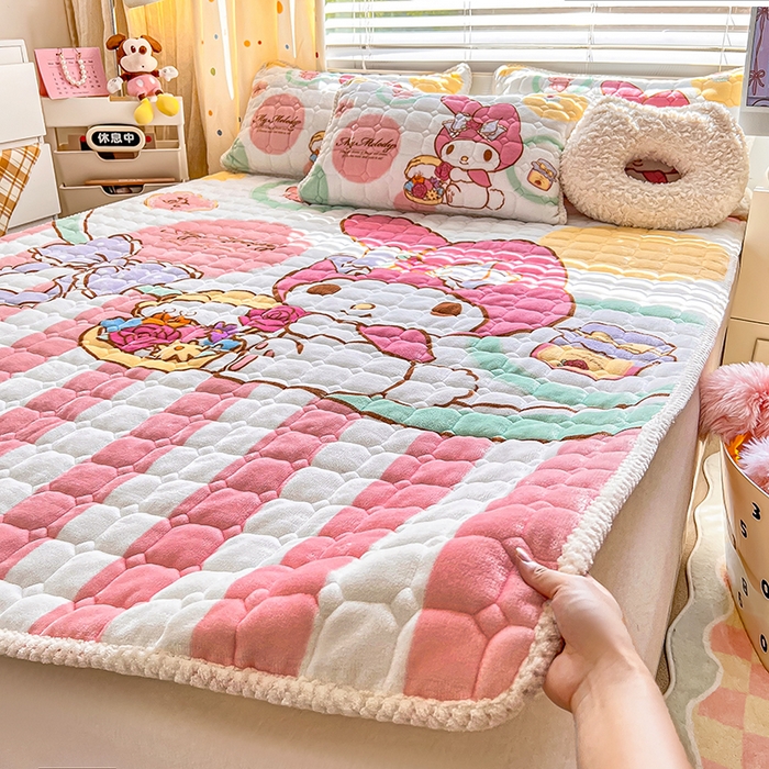 91家纺网 家纺一手货源 找家纺 徕米家居 2025新款牛奶绒加棉床盖品床盖单件单床盖 大版美乐蒂