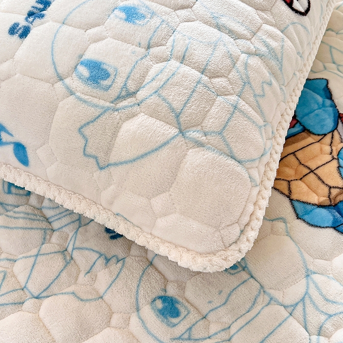 91家纺网 家纺一手货源 找家纺 徕米家居 2025新款牛奶绒加棉床盖品床盖单件单床盖 杰尼龟