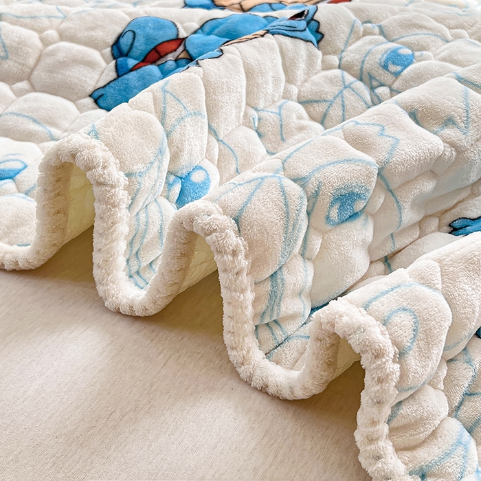 91家纺网 家纺一手货源 找家纺 徕米家居 2025新款牛奶绒加棉床盖品床盖单件单床盖 杰尼龟