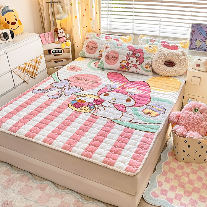 91家纺网 家纺一手货源 找家纺 徕米家居 2025新款牛奶绒加棉床盖品床盖单件单床盖 大版美乐蒂