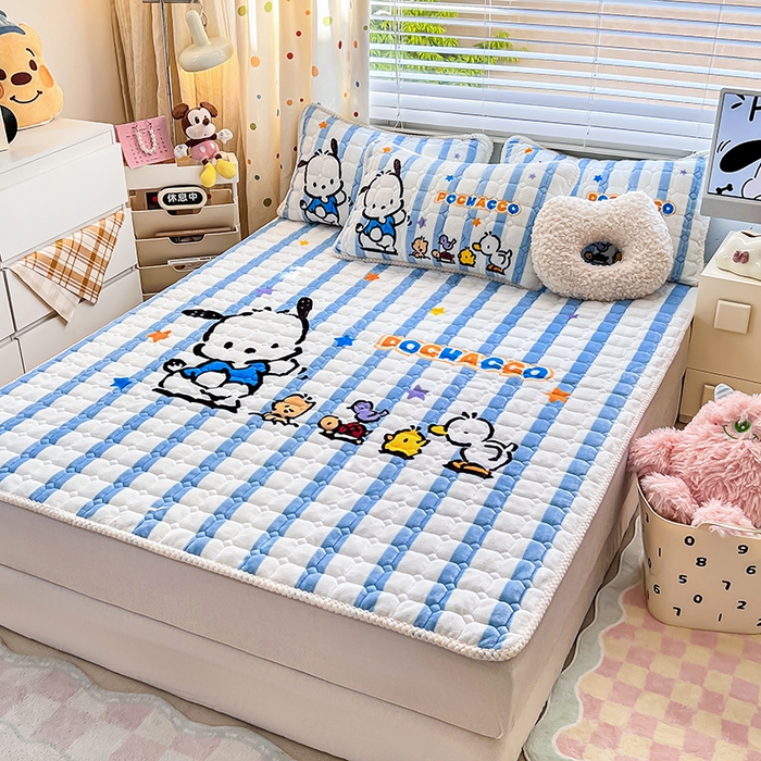 91家纺网 家纺一手货源 找家纺 徕米家居 2025新款牛奶绒加棉床盖品床盖单件单床盖 欢乐帕恰狗