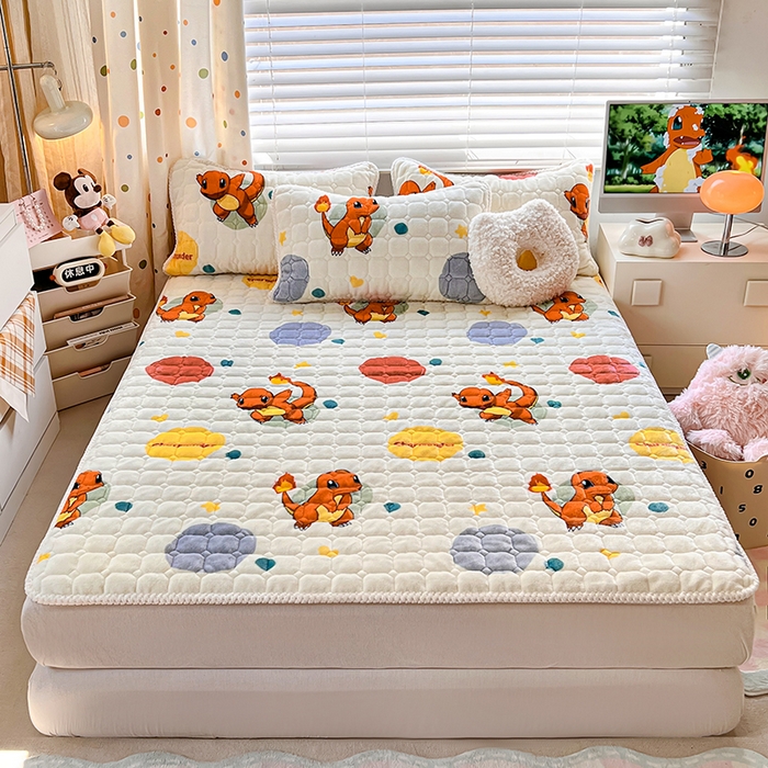 徕米家居 2025新款牛奶绒加棉床盖品床盖单件单床盖 小火龙