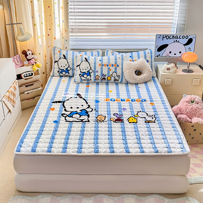 91家纺网 家纺一手货源 找家纺 徕米家居 2025新款牛奶绒加棉床盖品床盖单件单床盖 欢乐帕恰狗