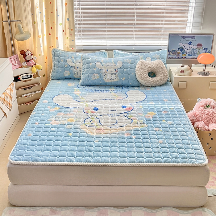 徕米家居 2025新款牛奶绒加棉床盖品床盖单件单床盖 大版大耳狗