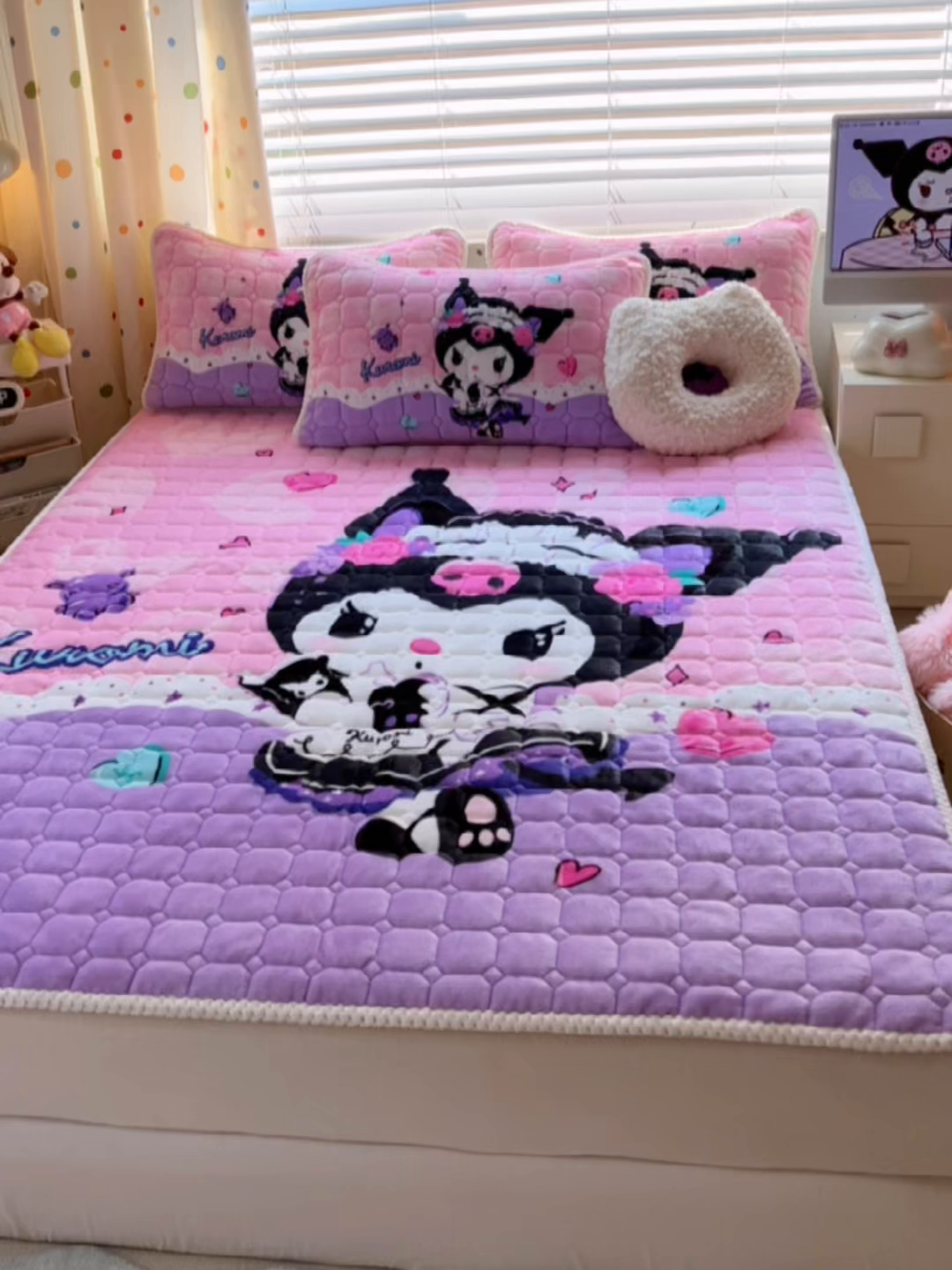 91家纺网 家纺一手货源 找家纺 徕米家居 2025新款牛奶绒加棉床盖品床盖单件单床盖 大版库洛米