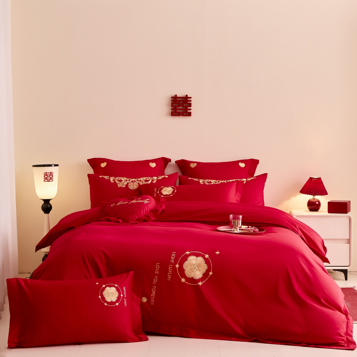 91家纺网 家纺一手货源 找家纺 东方合美（原：皇家传奇） 2025新款婚庆小红书化纤系列二 心相印