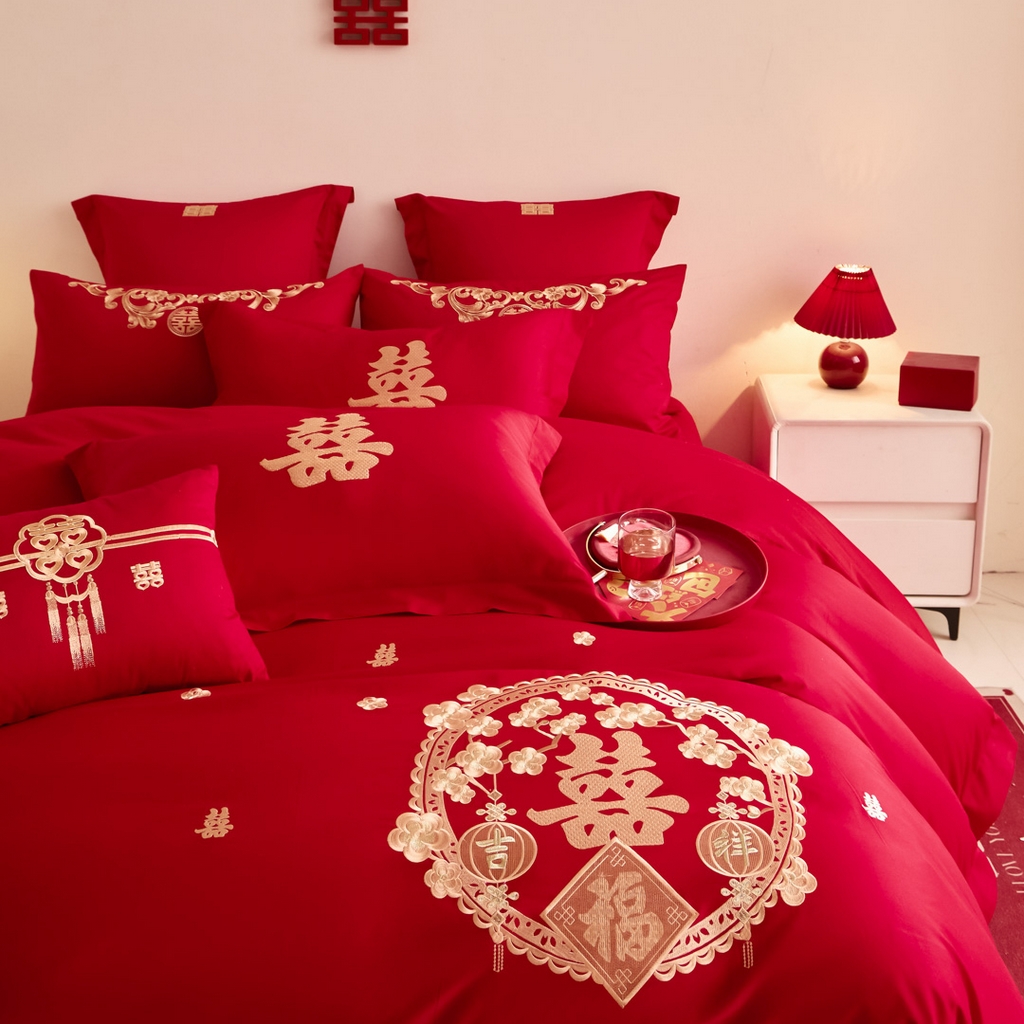 91家纺网 家纺一手货源 找家纺 东方合美（原：皇家传奇） 2025新款婚庆小红书化纤系列二 双喜临门