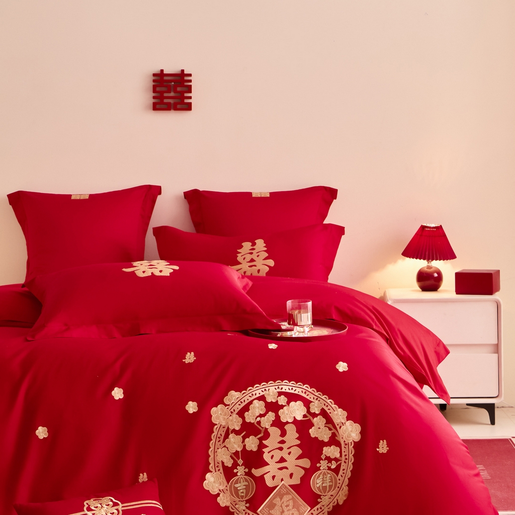 91家纺网 家纺一手货源 找家纺 东方合美（原：皇家传奇） 2025新款婚庆小红书化纤系列二 双喜临门