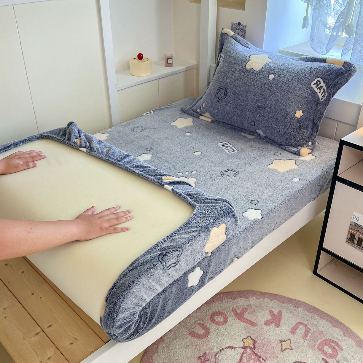 91家纺网 家纺一手货源 找家纺 （总）川悦生活 2025新款雪花绒宿舍单床笠