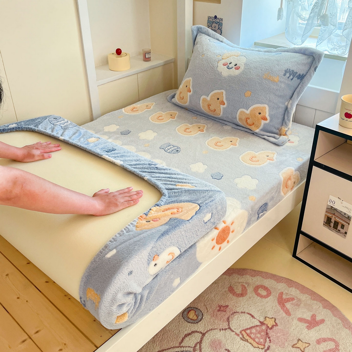 91家纺网 家纺一手货源 找家纺 （总）川悦生活 2025新款雪花绒宿舍单床笠