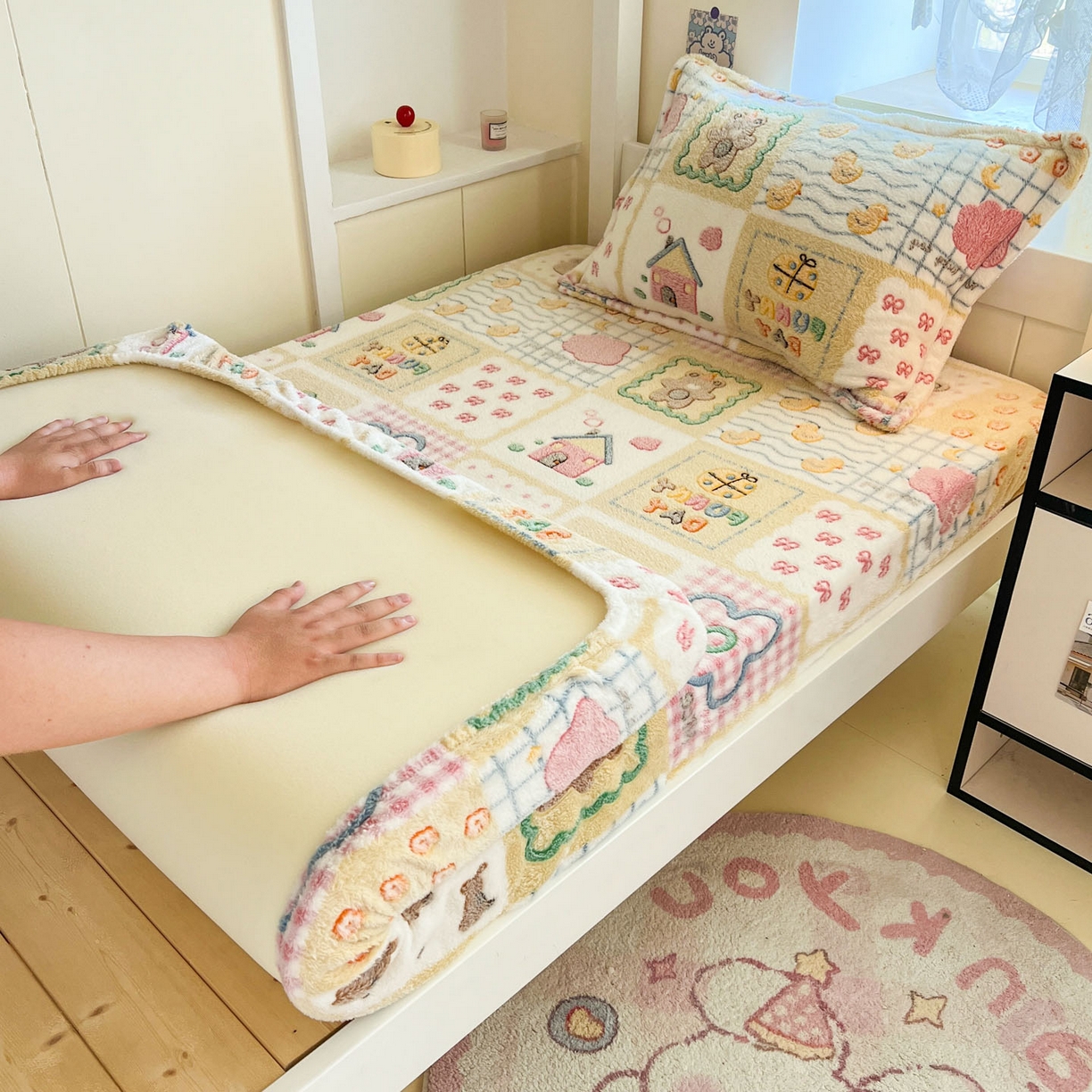 91家纺网 家纺一手货源 找家纺 （总）川悦生活 2025新款雪花绒宿舍单床笠