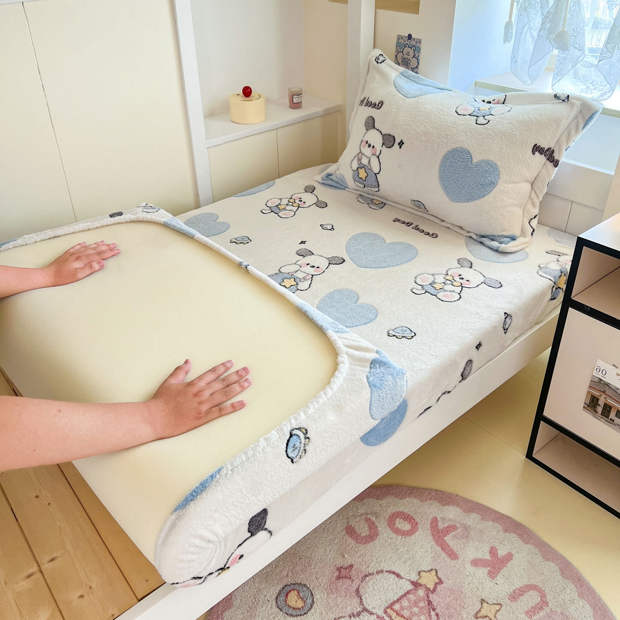 91家纺网 家纺一手货源 找家纺 （总）川悦生活 2025新款雪花绒宿舍单床笠