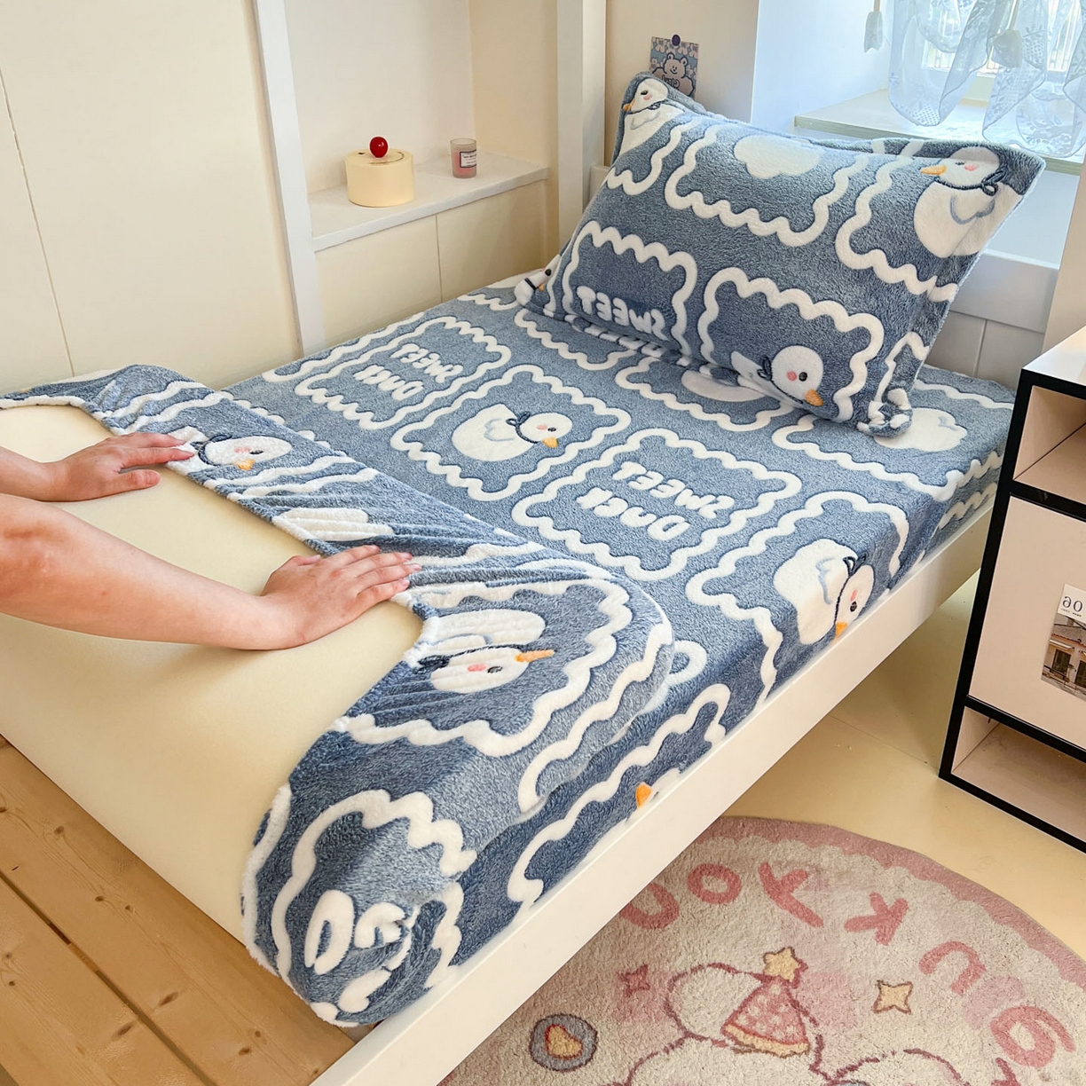 91家纺网 家纺一手货源 找家纺 （总）川悦生活 2025新款雪花绒宿舍单床笠