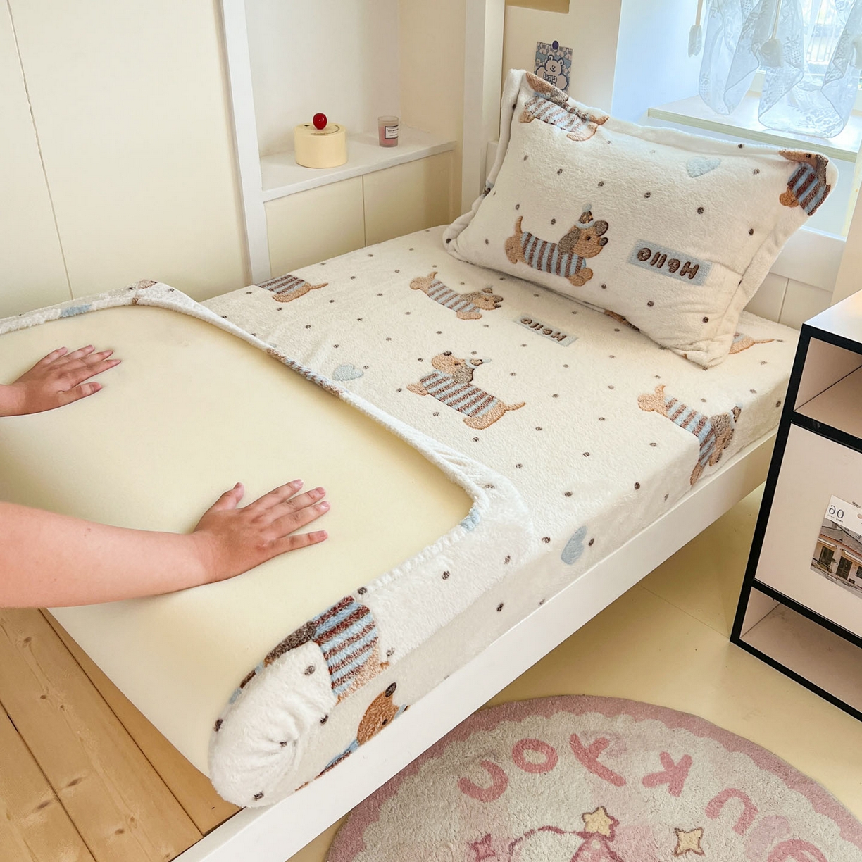 91家纺网 家纺一手货源 找家纺 （总）川悦生活 2025新款雪花绒宿舍单床笠