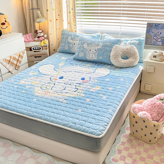 91家纺网 家纺一手货源 找家纺 徕米家居 2025新款牛奶绒加棉床笠单品床笠单件单床笠 大版大耳狗