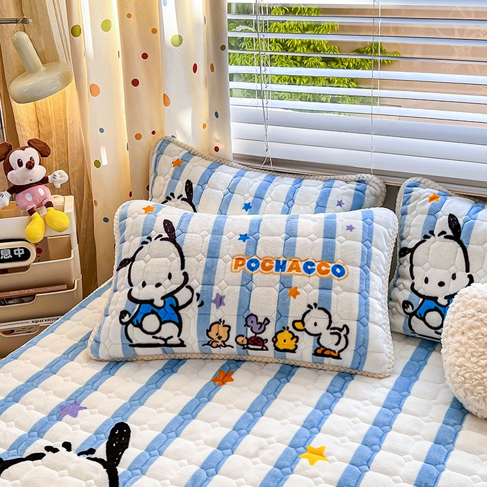 91家纺网 家纺一手货源 找家纺 徕米家居 2025新款牛奶绒加棉床笠单品床笠单件单床笠 欢乐帕恰狗