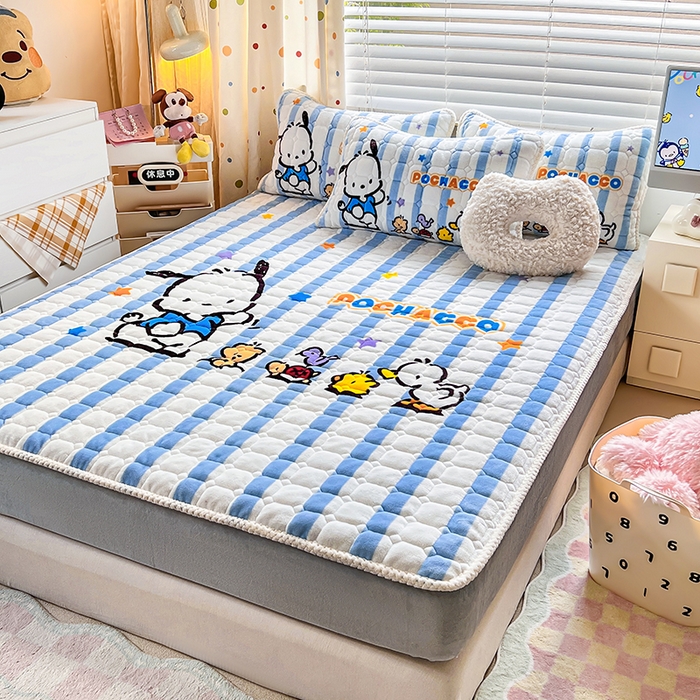 91家纺网 家纺一手货源 找家纺 徕米家居 2025新款牛奶绒加棉床笠单品床笠单件单床笠 欢乐帕恰狗