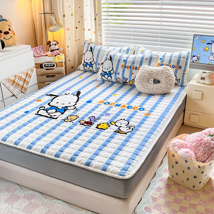 91家纺网 家纺一手货源 找家纺 徕米家居 2025新款牛奶绒加棉床笠单品床笠单件单床笠 欢乐帕恰狗