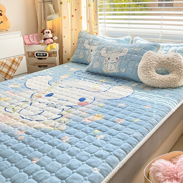 91家纺网 家纺一手货源 找家纺 徕米家居 2025新款牛奶绒加棉床笠单品床笠单件单床笠 大版大耳狗