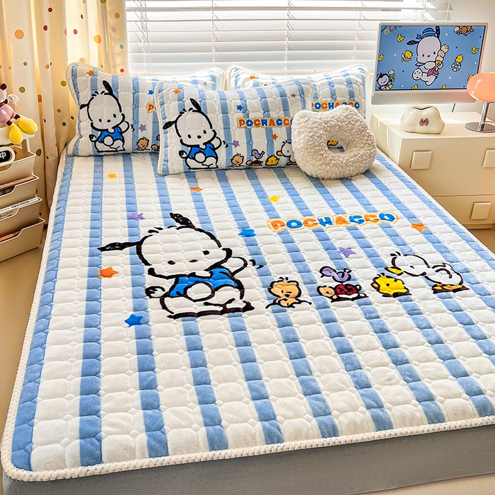 91家纺网 家纺一手货源 找家纺 徕米家居 2025新款牛奶绒加棉床笠单品床笠单件单床笠 欢乐帕恰狗