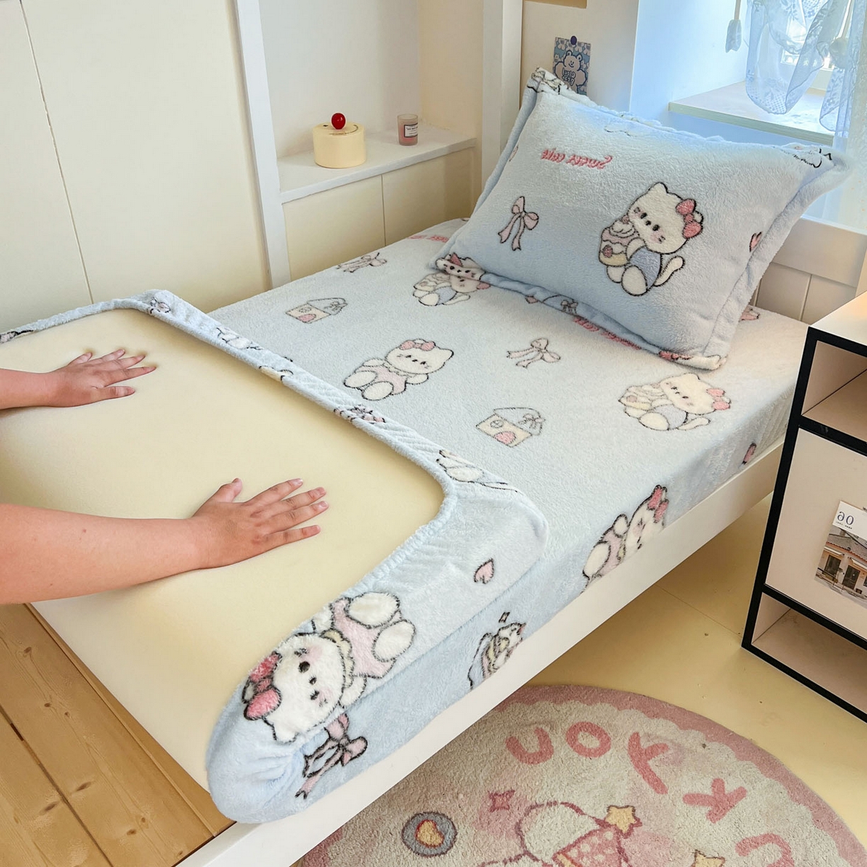 91家纺网 家纺一手货源 找家纺 （总）川悦生活 2025新款雪花绒宿舍单床笠