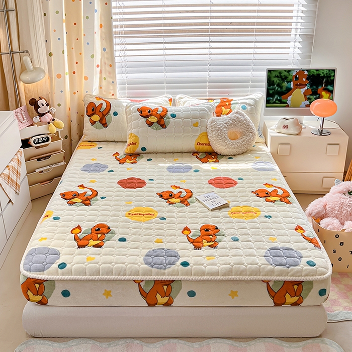 徕米家居 2025新款牛奶绒加棉床笠单品床笠单件单床笠 小火龙