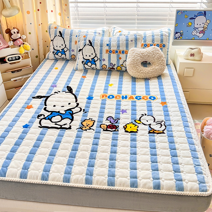 91家纺网 家纺一手货源 找家纺 徕米家居 2025新款牛奶绒加棉床笠单品床笠单件单床笠 欢乐帕恰狗