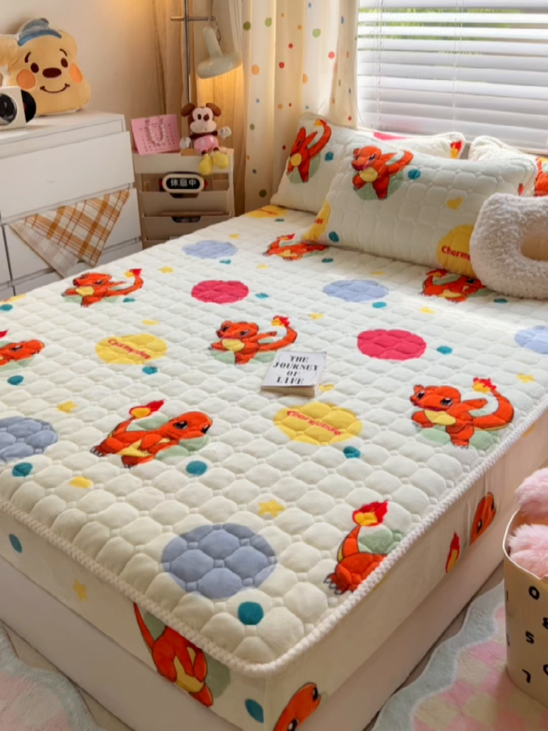 91家纺网 家纺一手货源 找家纺 徕米家居 2025新款牛奶绒加棉床笠单品床笠单件单床笠 小火龙