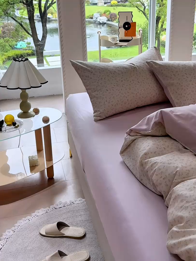 91家纺网 家纺一手货源 找家纺 缦纱 2025新款全棉纯棉小清新喷气13372印花40支纯棉四件套 漫山花海