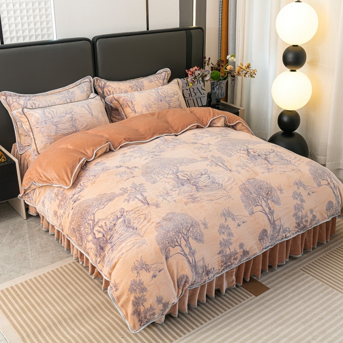 91家纺网 家纺一手货源 找家纺 （总）栩裕 2025新款7斤重牛奶金貂绒印花牛奶绒四件套