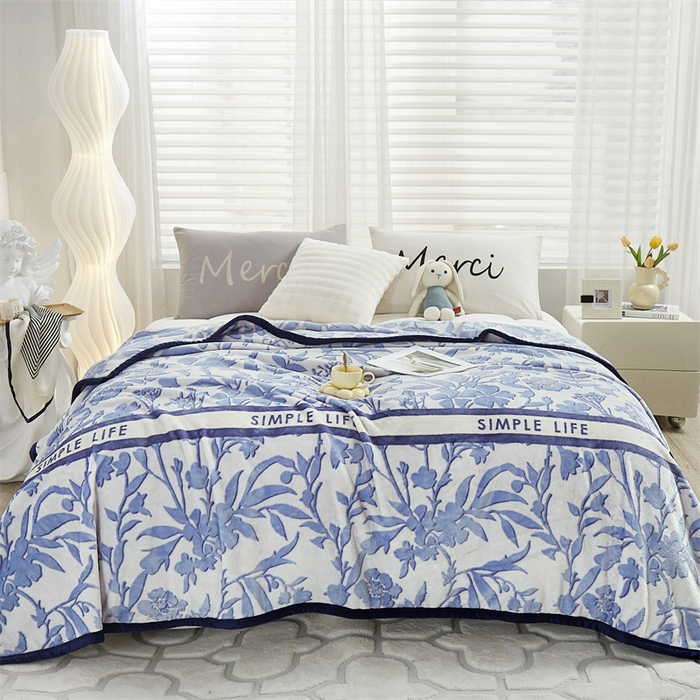 91家纺网 家纺一手货源 找家纺 （总）悦织湾家纺 2025新款仿兔毛绒托斯仿兔毛绒毛毯纯色印花牛奶绒休闲盖毯午睡小毯子