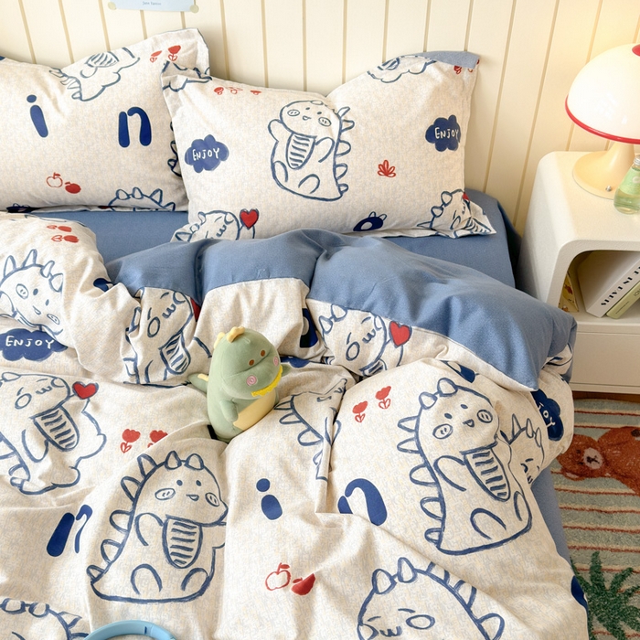 91家纺网 家纺一手货源 找家纺 典曼家纺 2025新款原棉加厚磨毛印花四件套 比心