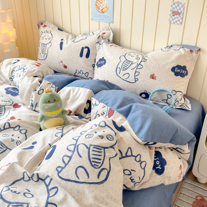 91家纺网 家纺一手货源 找家纺 典曼家纺 2025新款原棉加厚磨毛印花四件套 比心